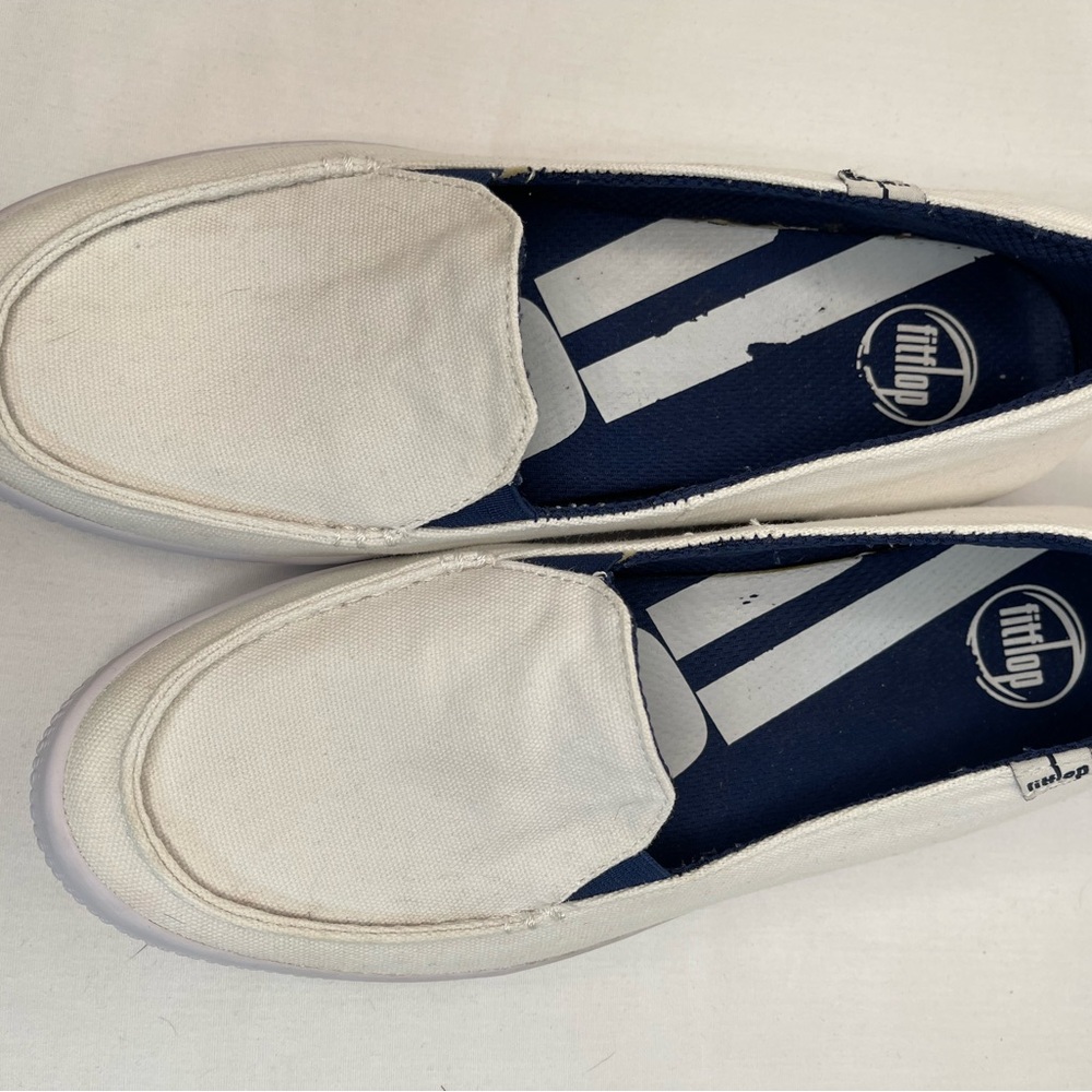 Fitflop Slip-on White Canvas Sneakers women’s size 11 - Picture 2 of 16